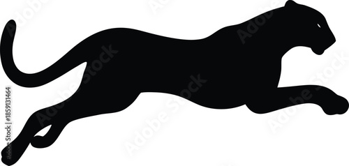 A leaping wild feline silhouette captures the powerful grace of a big cat in motion