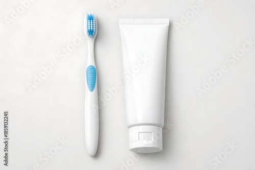 Toothbrush and Toothpaste Isolated on White Background for Dental and Healthcare Marketing