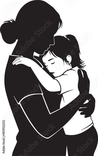 Mother hugging child