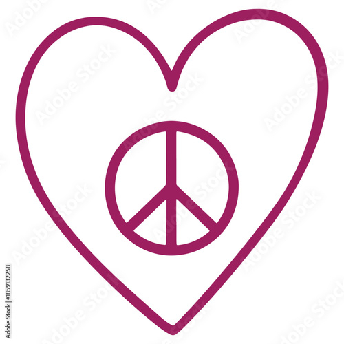 Purple Heart and Peace Symbol Design for Love and Harmony