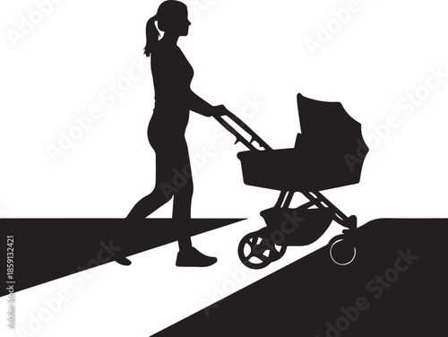 Woman pushing a stroller