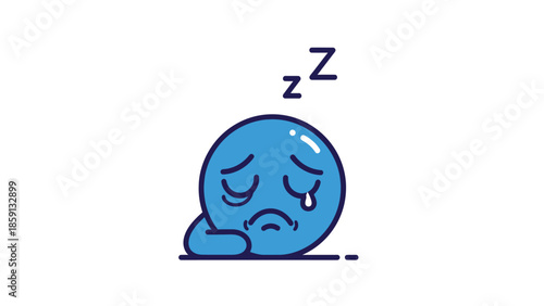 Sad blue emoji sleeping with tears and the letter Z above it.