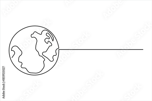 Continuous single line art drawing of world map. One line map of the Earth vector illustration 