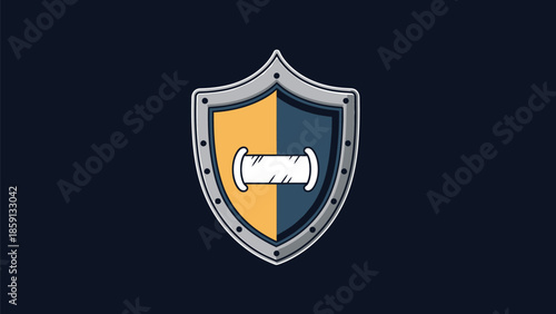 Shield emblem with a unique design representing protection and security concept.