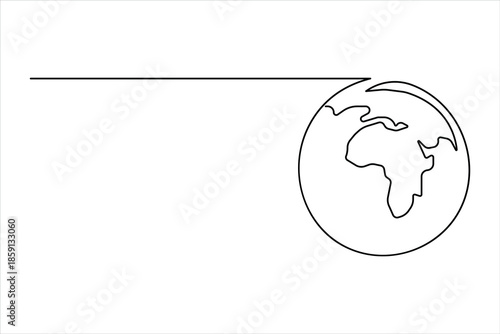 Continuous single line art drawing of world map. One line map of the Earth vector illustration 