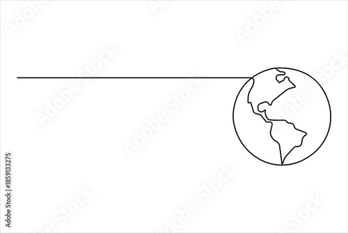 Continuous single line art drawing of world map. One line map of the Earth vector illustration 