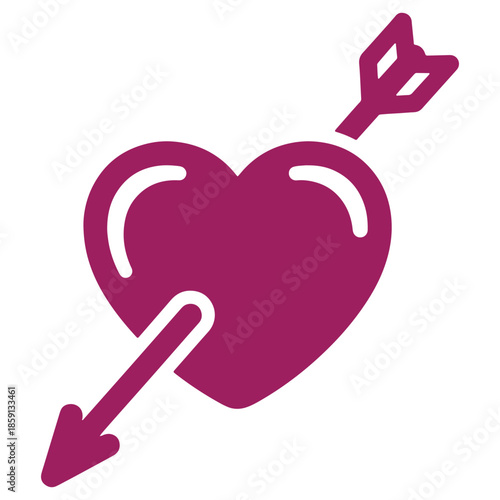 Purple Heart with Arrow Symbolizing Love and Affection Perfect for Valentines Day Designs