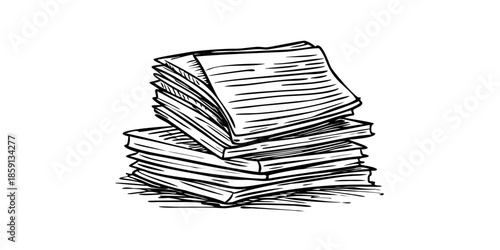 Abstract black and white sketch displaying scattered lines and shapes