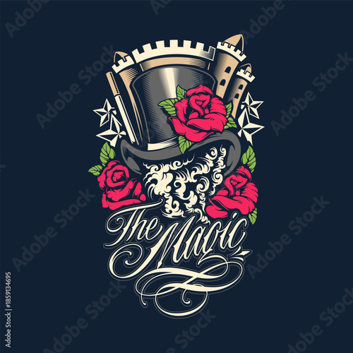 Magical Wizard Hat with Sparkles and Stars Vector Design