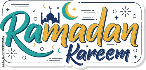 Ramadan Kareem A Festive Graphic Celebrating the Islamic Holy Month with Mosque and Crescent Designs