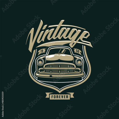 Classic Vintage Muscle Car Illustration for Retro Design