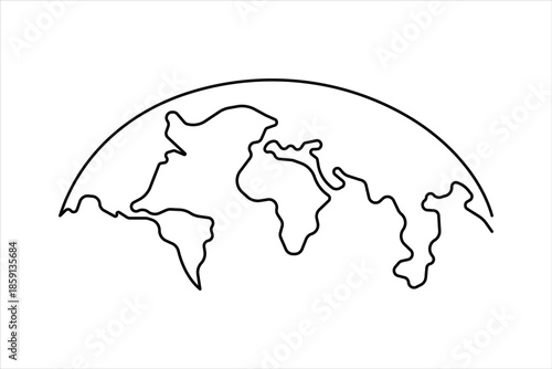 Earth globe continuous one line art drawing of world map line art minimalist vector illustration
