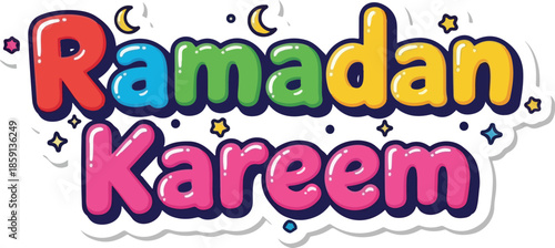 Ramadan Kareem Colorful Sticker with Festive Design for Islamic Celebration and Greetings
