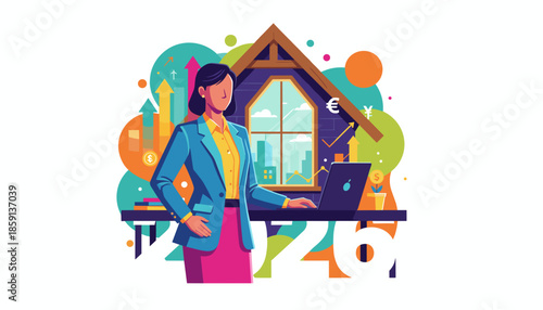 Professional woman planning finances and investment goals for 2026 from a home office