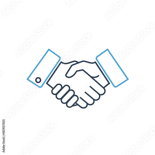 Business handshake icon, partnership agreement, teamwork, trust, collaboration, success