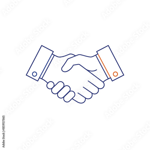Business handshake icon, partnership agreement, trust, collaboration, teamwork, success symbol