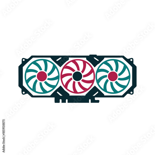 Three Fan Graphics Card Vector Illustration