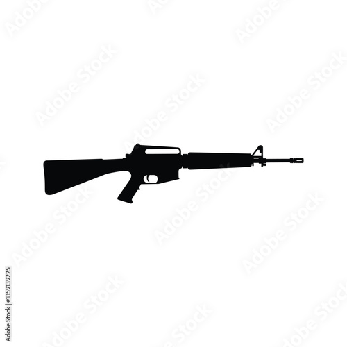 Automatic M4 assault rifle military weapon isolated on white background as a black metal machine gun vector illustration for army and war danger concepts