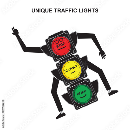 UNIQUE TRAFFIC LIGHT CARTOON VECTOR
