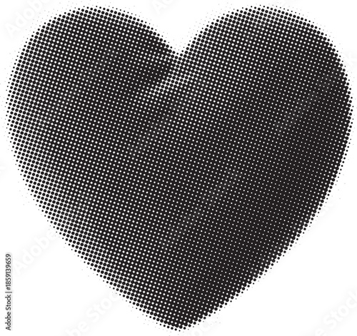 A black and white pixelated skull with horns and a dotted texture on a Halftone dot pattern