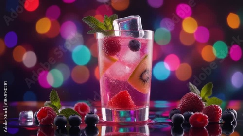 Refreshing Berry Drink: Summer Cocktail Glass