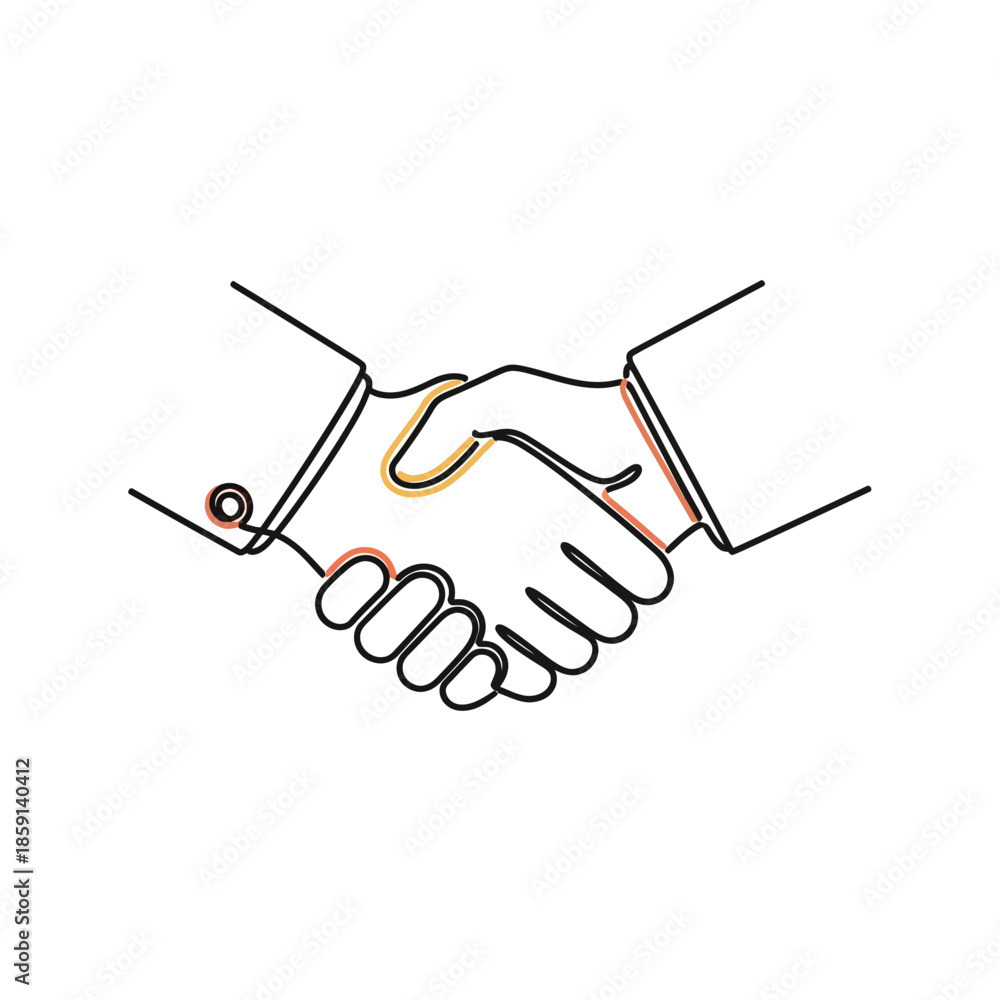 Fototapeta premium Business Handshake Line Art - Agreement, Partnership, Trust, Success