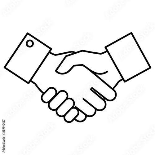 Business Handshake Line Art Icon: Agreement, Partnership, Trust, Success