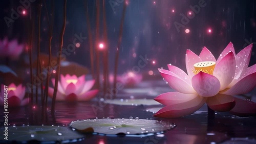 Lotus Flower Pond: Ethereal Asian Scene