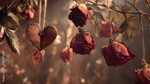 Dried Roses and Heart Decoration