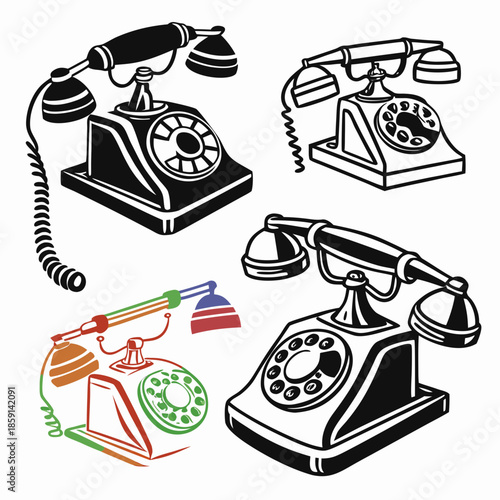 Vintage telephone illustrations