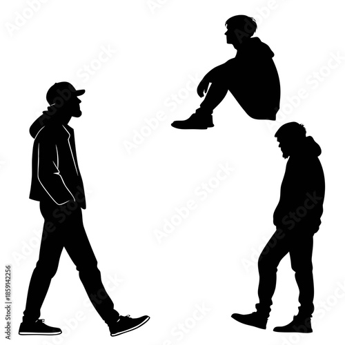 Silhouettes of three individuals