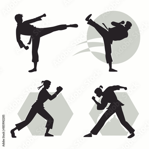 Martial arts silhouettes