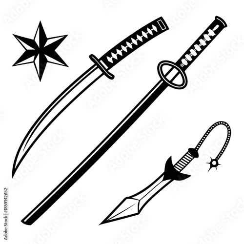 Samurai weapons illustration