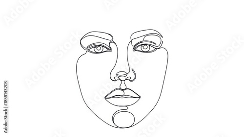 Abstract continuous line art portrait capturing feminine elegance and minimalist beauty for design