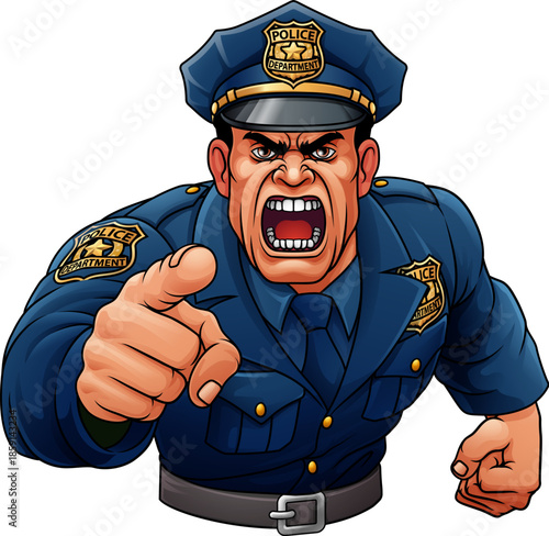 A policeman angry police man cartoon character cop illustration