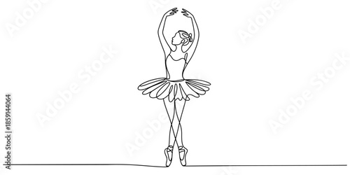 Continuous one line drawing of Ballet dancer. Single line drawing illustration of Female ballet dancer. Professional ballerina dancing ballet concept vector art. Doodle line illustration.