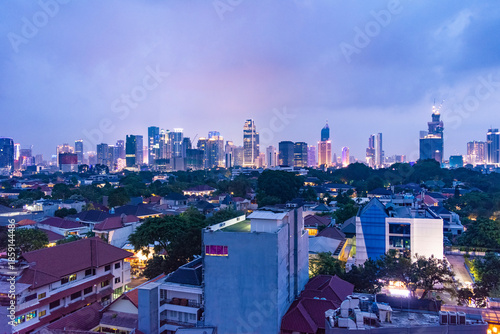 Central Jakarta cityscape at an afternoon, close to sunset.