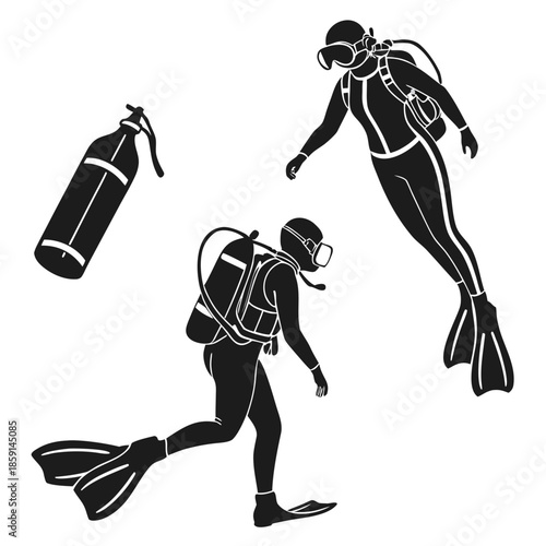 Scuba divers silhouette