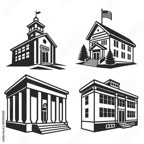Historical buildings illustration