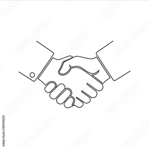 Handshake icon graphic, business agreement, partnership success, teamwork, collaboration, trust symbol