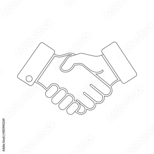 Handshake icon outline, symbol of agreement, partnership, and trust in business