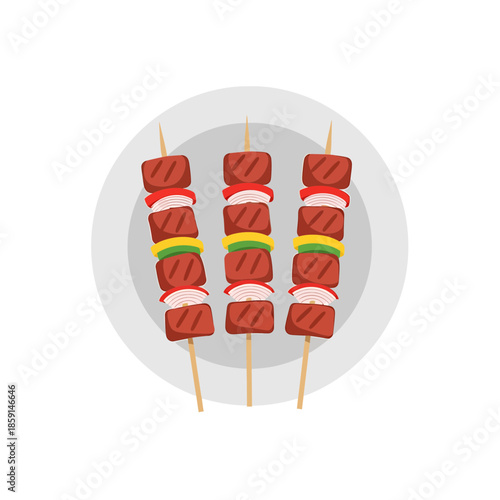 Grilled Meat and Vegetable Skewers Plate