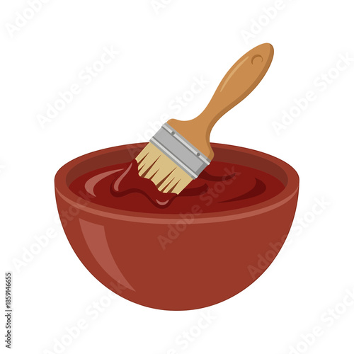Basting Brush and Sauce Bowl Illustration