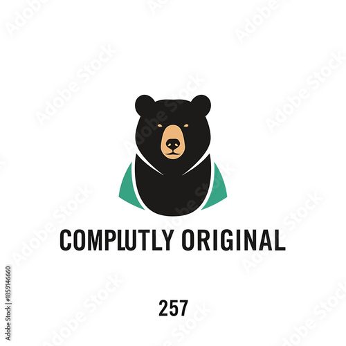 A striking illustration of a black bear with a unique design and the words COMPLUTLY ORIGINAL.