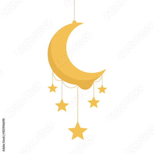Crescent Moon and Stars Mobile