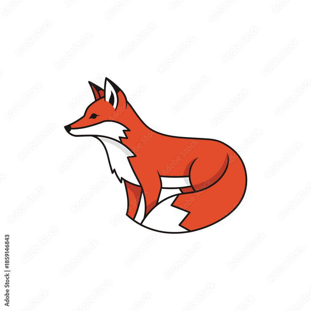 Obraz premium A vibrant cartoon fox with orange fur and white accents, looking alert.