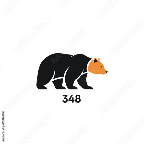 A stylized bear illustration with the number 348 beneath it, a simple design.