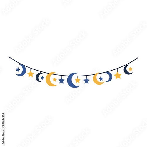 Decorative Celestial Moon and Star Garland