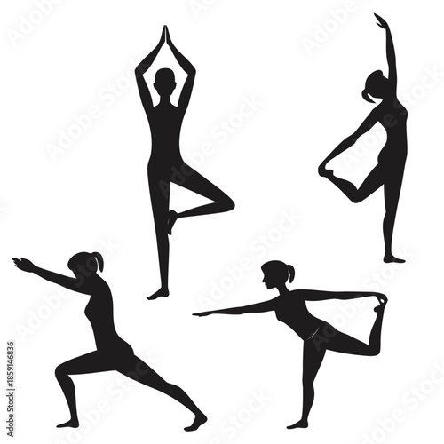 Yoga poses silhouettes