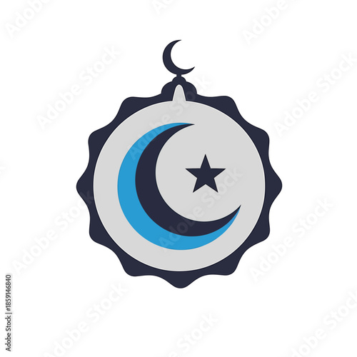 Islamic Crescent Star Symbol Badge for Holy Month Celebration